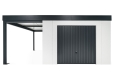 GARDEON® Gartenhaus mit sicherer Garagentür von Hörmann und überdachtem Bereich
